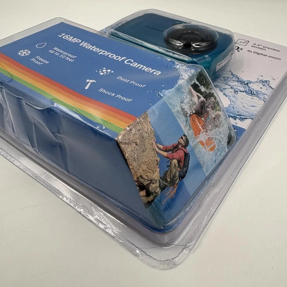 Polaroid IS049 Underwater Digital Camera 16MP Waterproof 4x Zoom Blue Teal‎ Case
